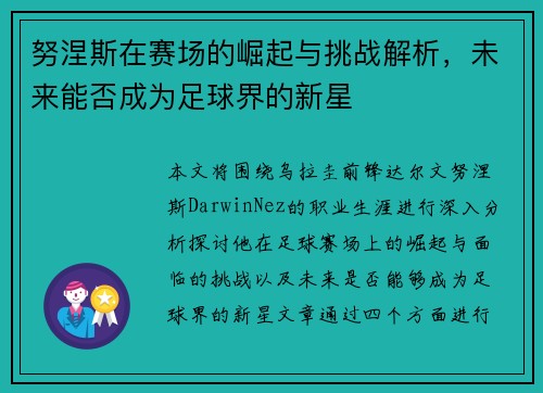 努涅斯在赛场的崛起与挑战解析，未来能否成为足球界的新星